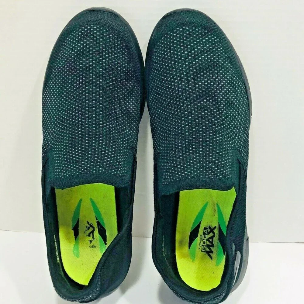 Skechers GO FLEX Knit Shoes Mens 13 GoGa Max Black Mesh Slip‎ On Walking
